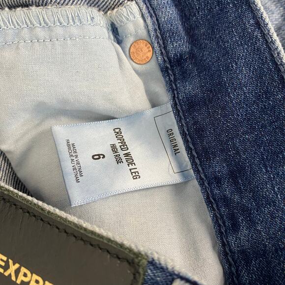 Express Original Cropped Wide Leg Jeans High Rise Soft Stretch Denim Size 6 - Picture 8 of 8